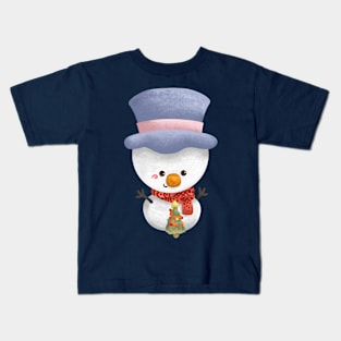 Snowman Build a Tiny Christmas Tree Kids T-Shirt